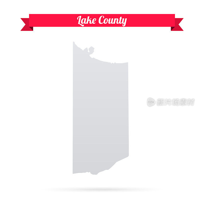 印第安纳州莱克县。白底红旗地图