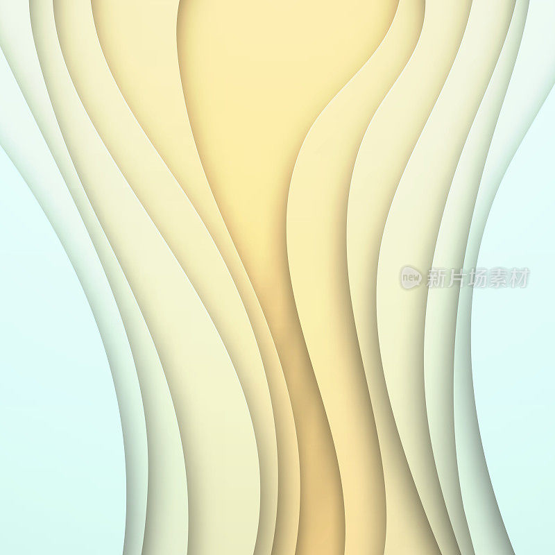 剪纸背景-米色抽象波浪形状-新潮的3D设计