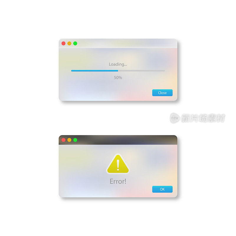 加载和错误窗口集矢量设计。