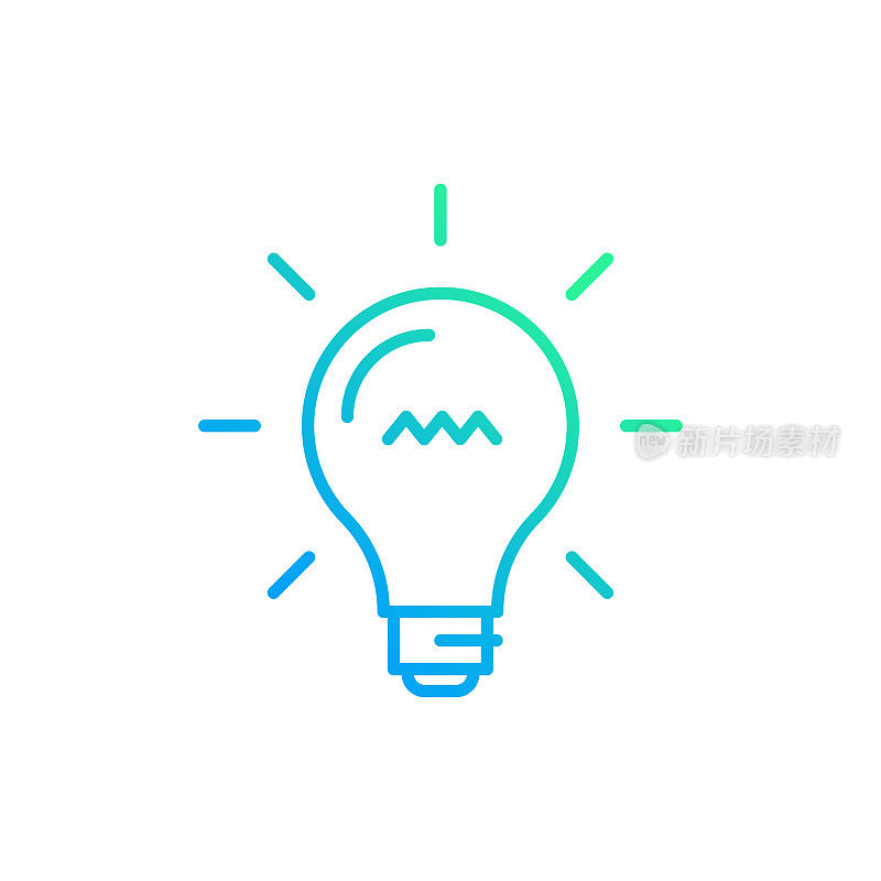 灯泡渐变线图标。Icon适用于网页设计、移动应用、UI、UX和GUI设计。