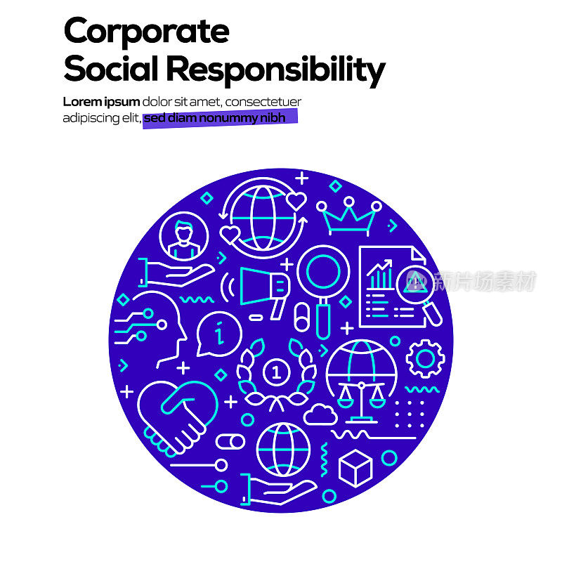 企业社会责任相关的网页，标题，小册子，年报和书籍封面的横幅设计