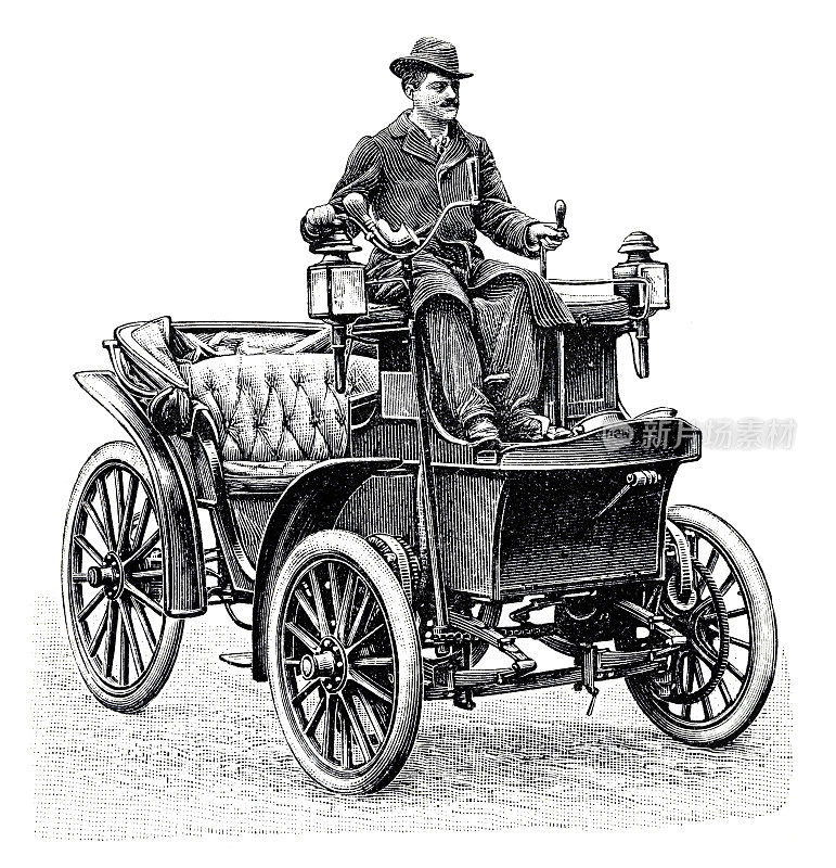 老式电动出租车由克里格巴黎1897插图