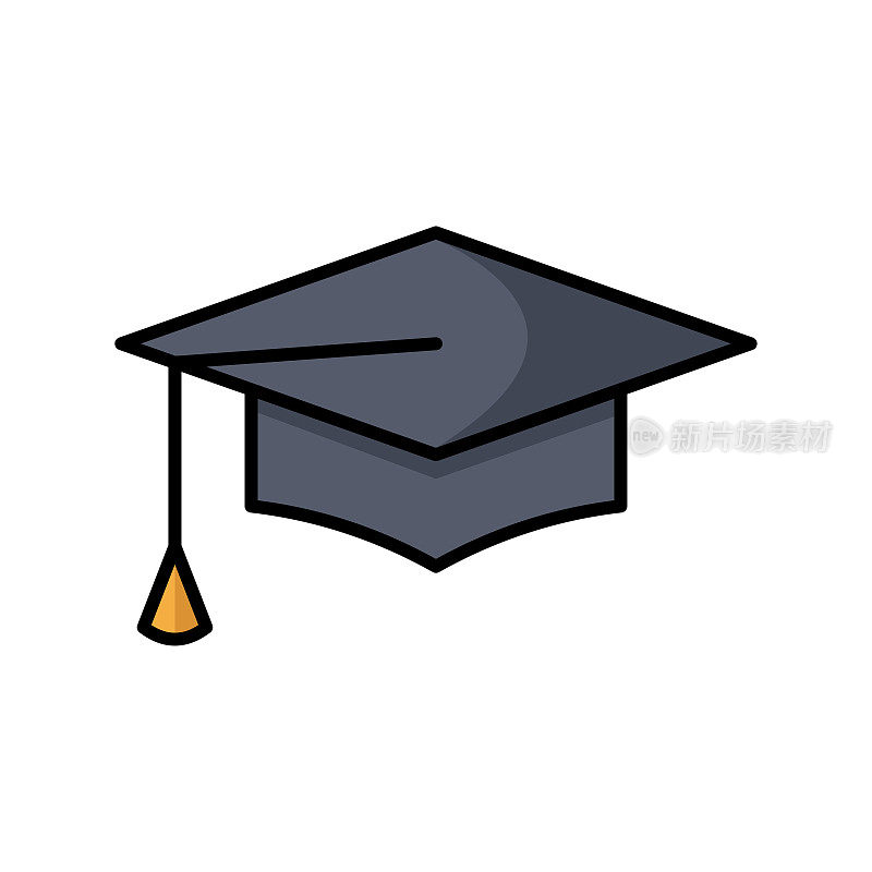 毕业帽图标矢量设计模板在白色背景