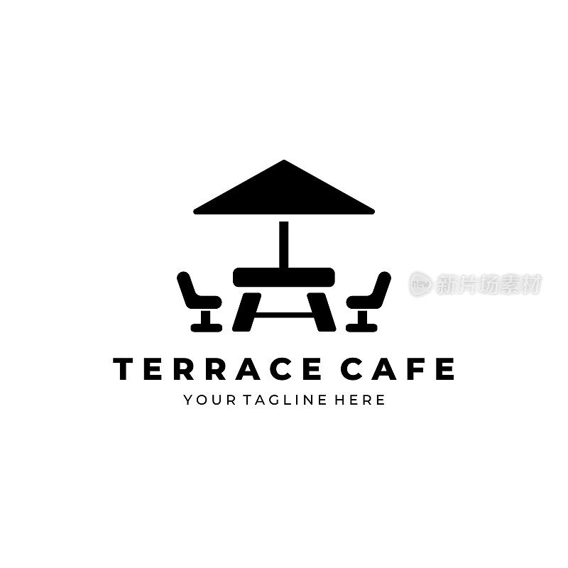 露台咖啡馆复古图标徽章矢量插图设计