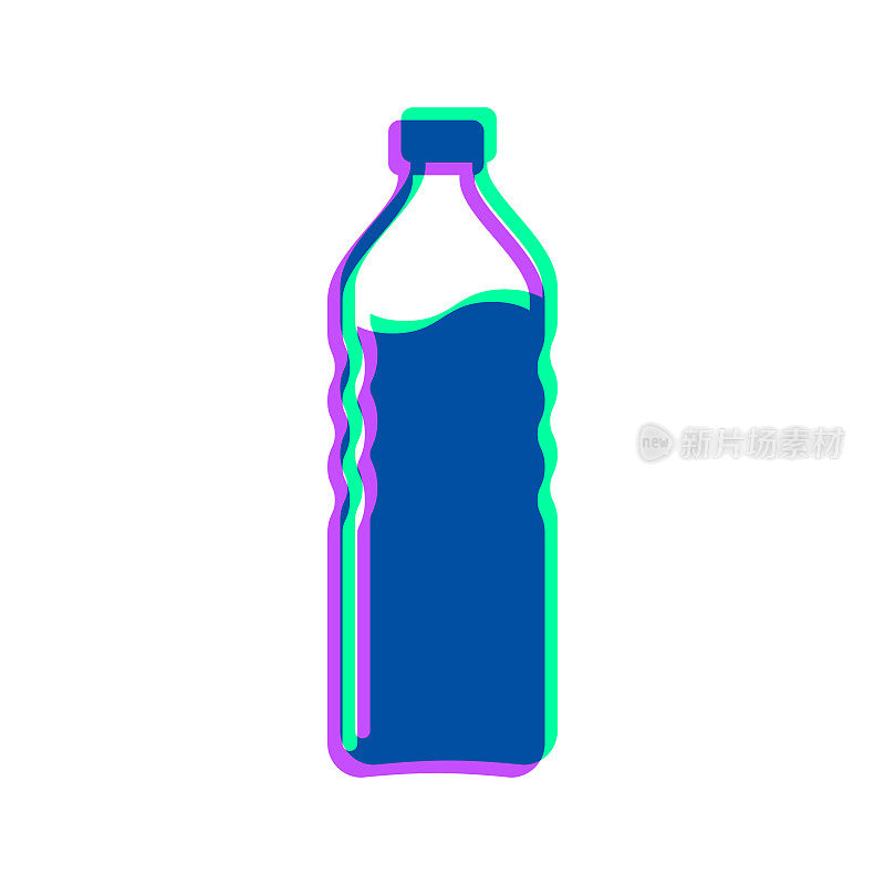 一瓶水。图标与两种颜色叠加在白色背景上