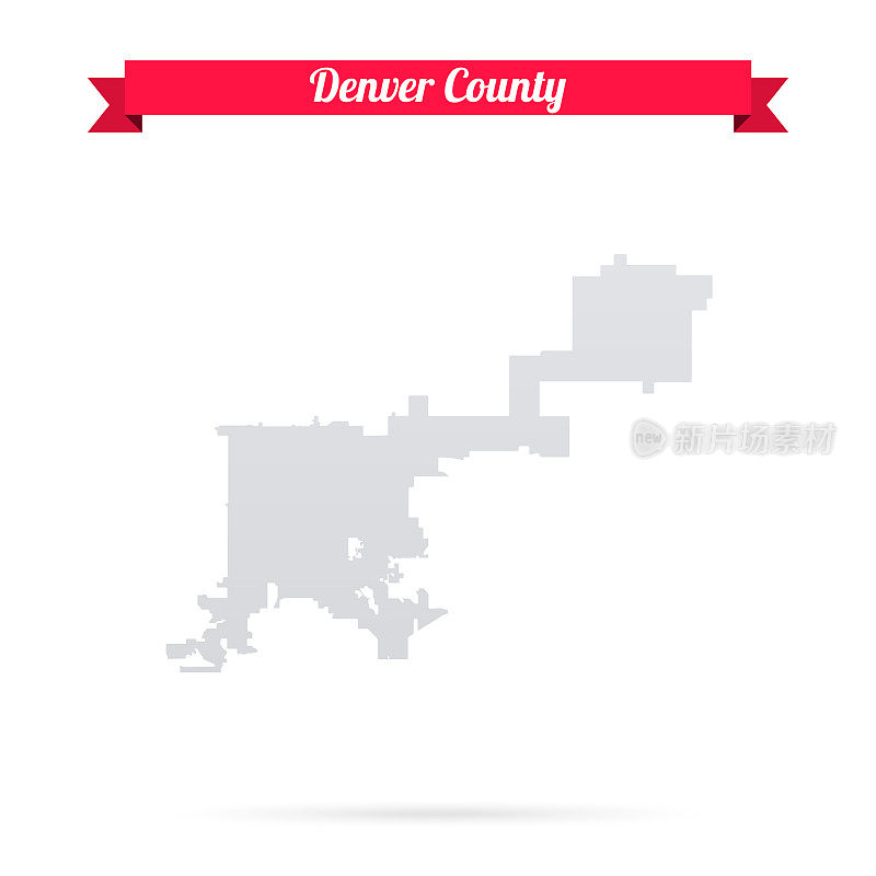 科罗拉多州丹佛县。白底红旗地图