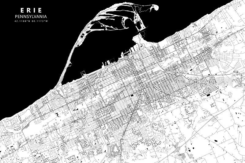 伊利，宾夕法尼亚州矢量地图