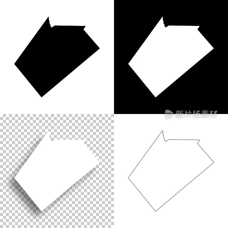 德克萨斯州威尔逊县。设计地图。空白，白色和黑色背景