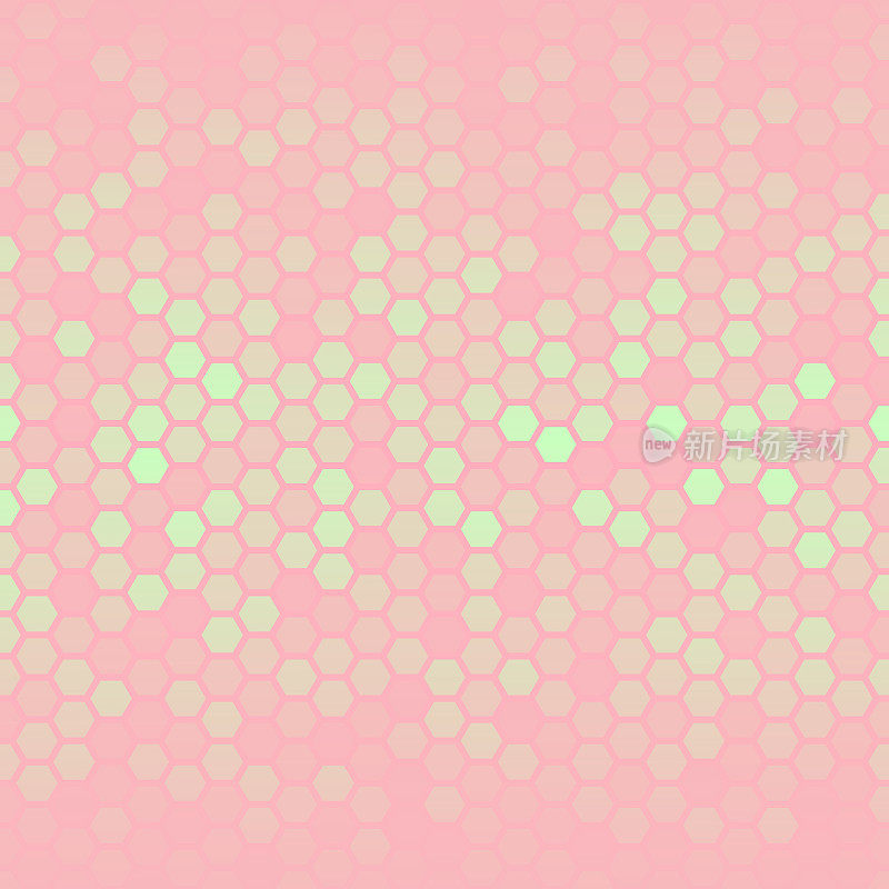 抽象几何背景-六角形马赛克与粉红色的梯度