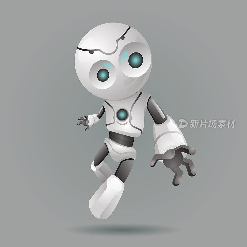 创新科技科幻未来可爱的小3d机器人设计矢量插图