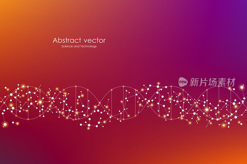 载体分子背景，遗传和化学化合物。用点抽象连线，医学、技术和科学的概念