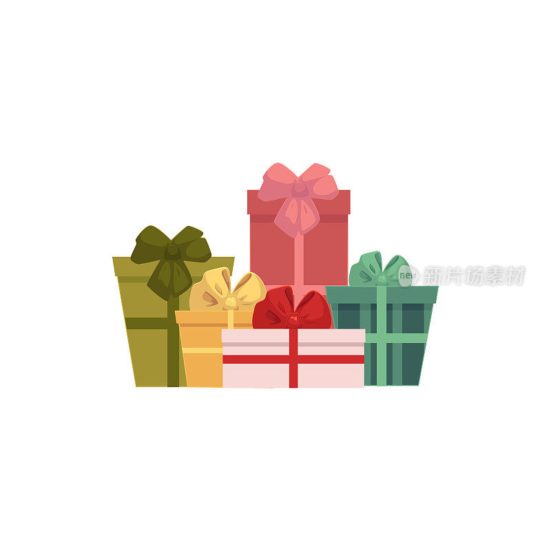 组，一堆礼物，礼物盒，圣诞图标