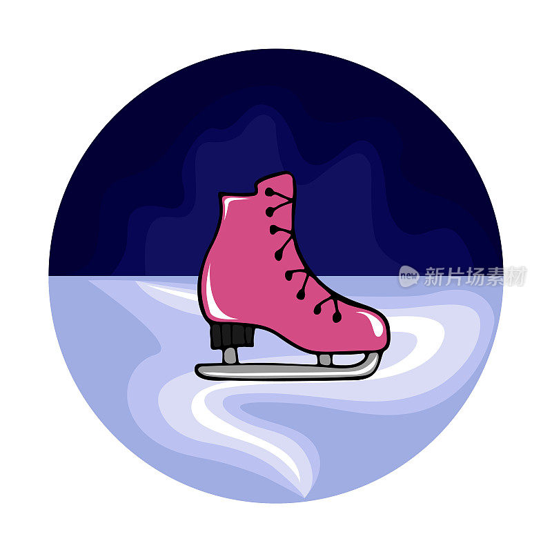 矢量插图与手绘图形溜冰鞋。圆的形式。