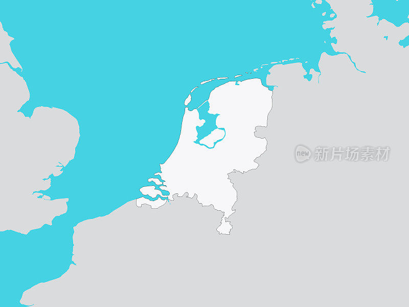 荷兰的白色地图与周围的地形