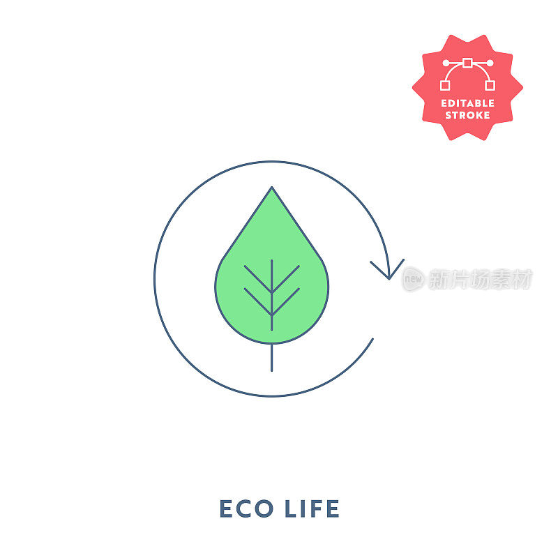生态生活平面图标与可编辑的描边和像素完美。