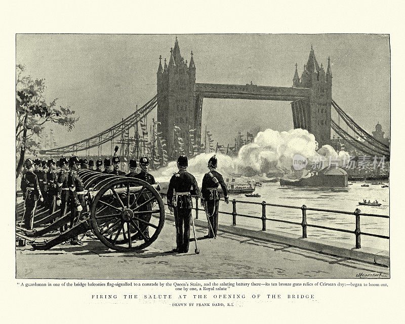 伦敦塔桥前响起皇家礼炮