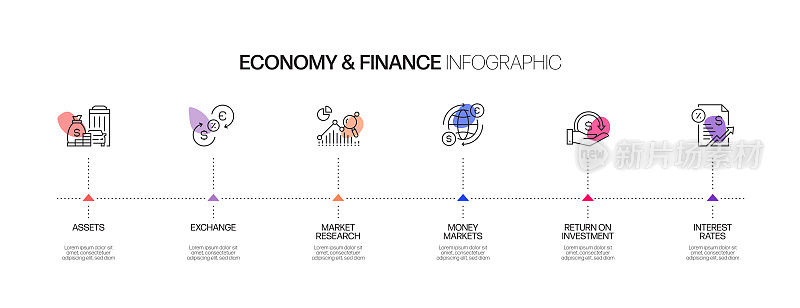 经济和金融概念信息图模板，元素和图标。简单的矢量信息图设计