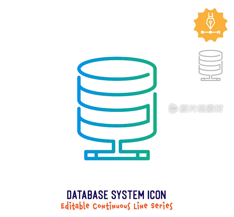 数据库系统连续线可编辑图标