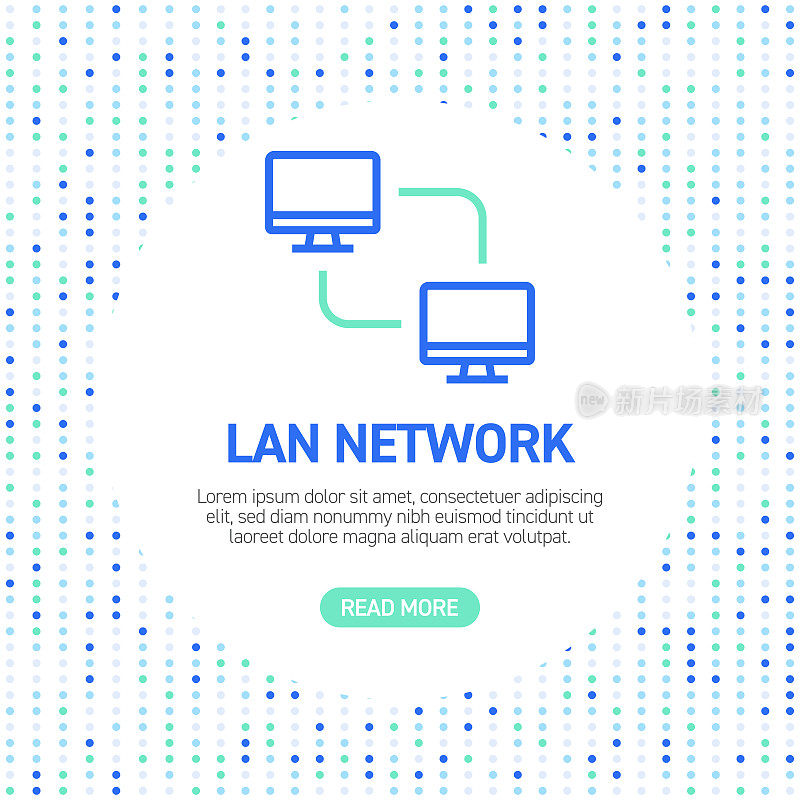 Lan网络线路图标。简单轮廓符号图标与模式