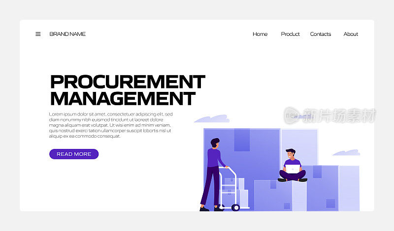 采购管理概念矢量插图登陆页模板，网站横幅，广告和营销材料，在线广告，业务演示等。