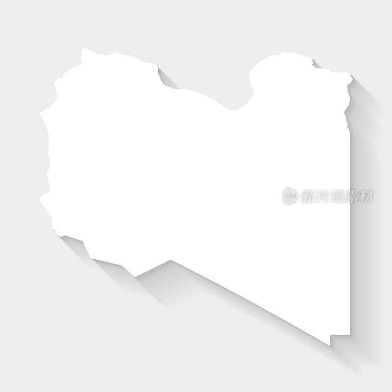利比亚地图与空白背景上的长阴影-平面设计