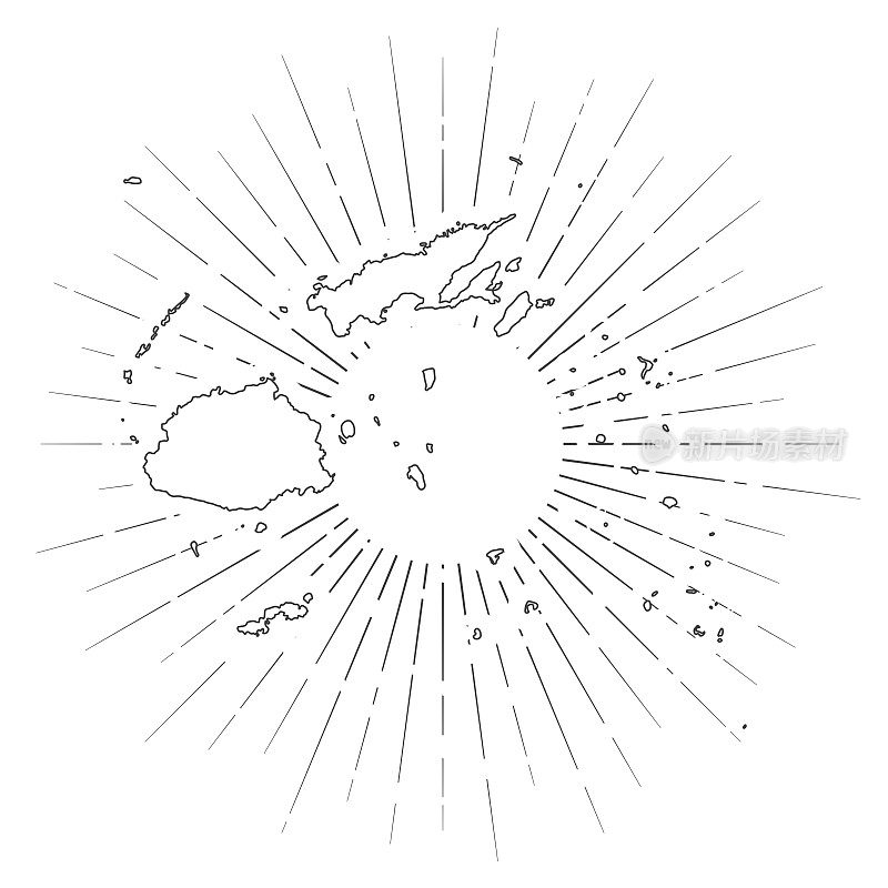 斐济地图与阳光在白色的背景