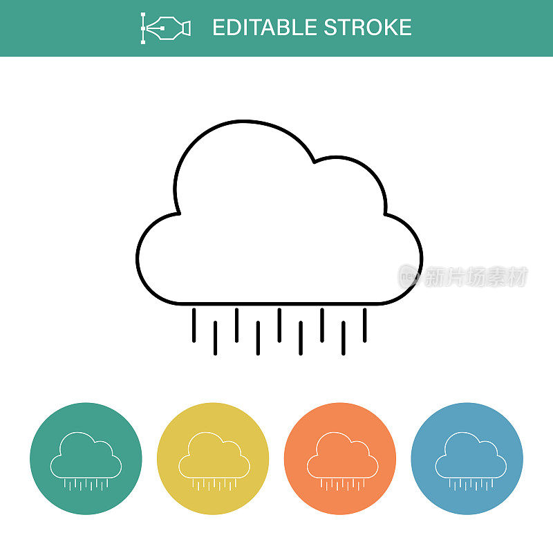 暴雨-天气可编辑的细线图标