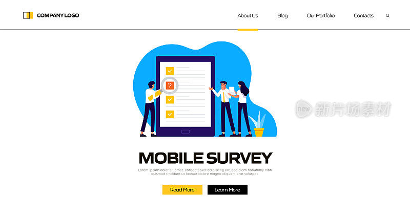 移动调查概念矢量插图登陆页面模板，网站横幅，广告和营销材料，在线广告，业务演示等。