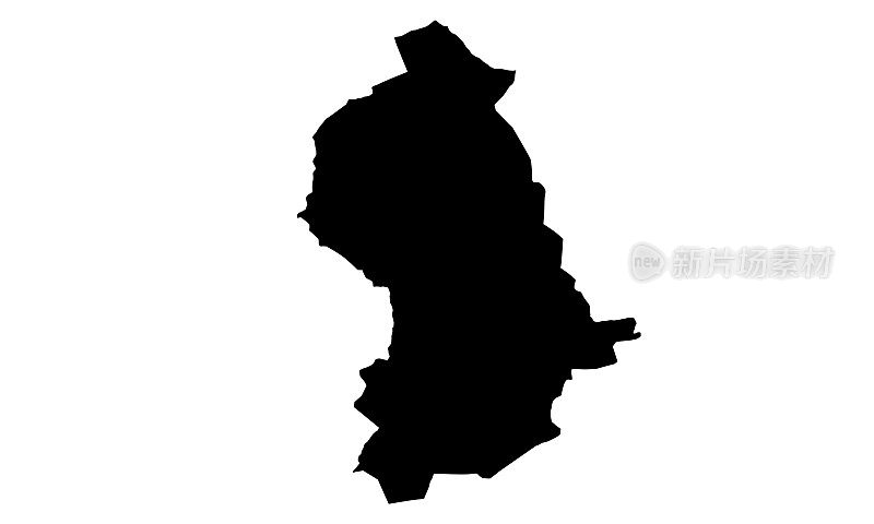 德国奥伯豪森市的黑色剪影地图