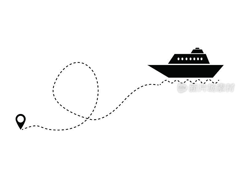 船线路径矢量设计。交通和旅行概念