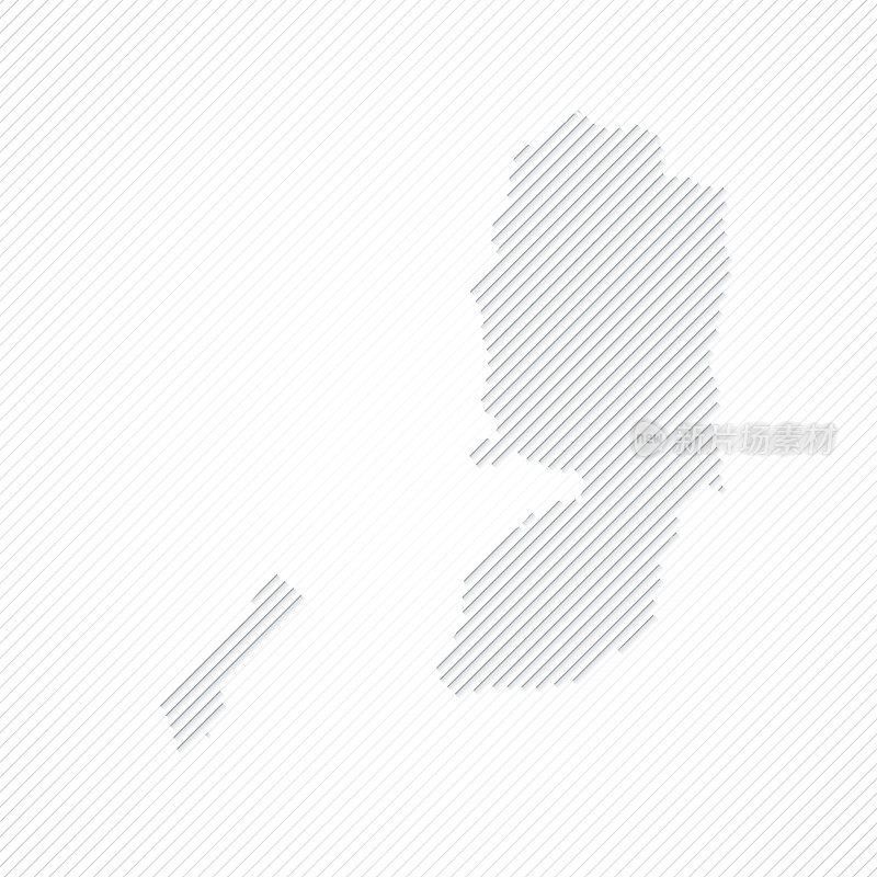 用白色背景线设计的巴勒斯坦领土地图