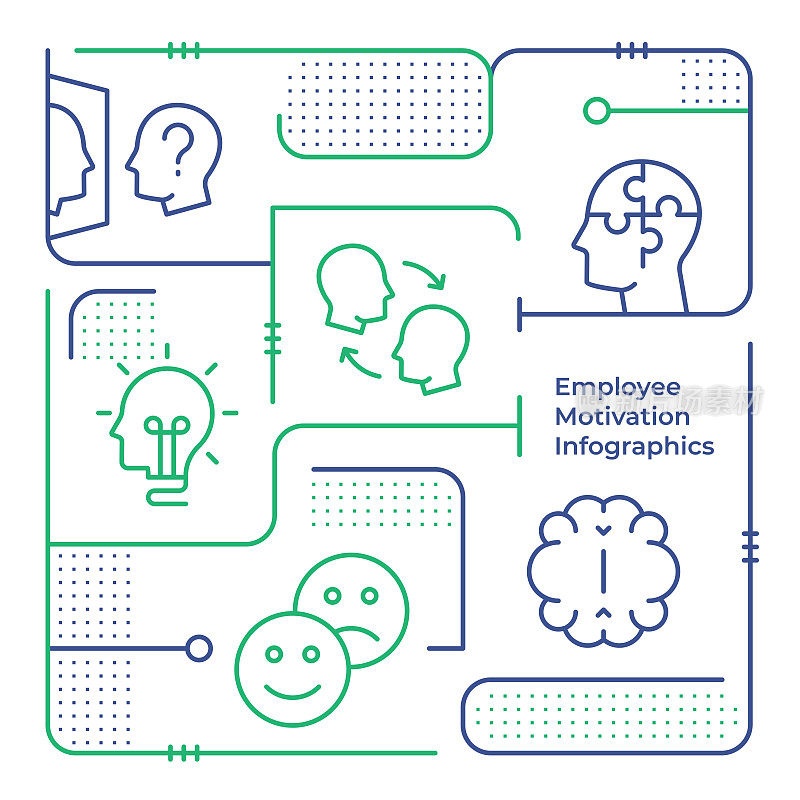 员工激励矢量风格线条图的信息图形设计模板