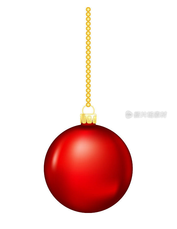 闪亮的圣诞装饰品挂在一个透明的底座上的金线