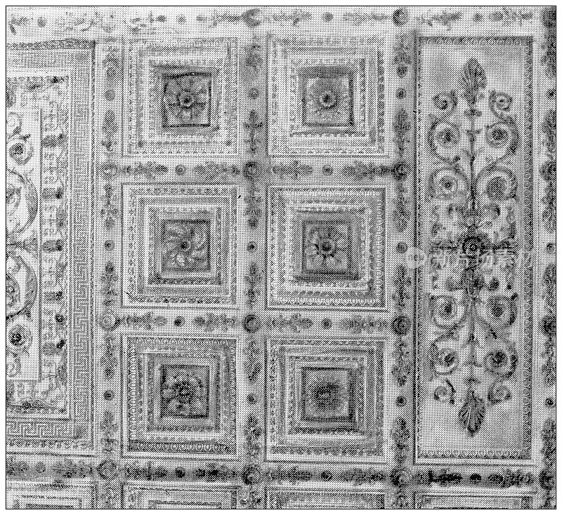 罗马的古董旅行照片:圣彼得广场和长方形教堂