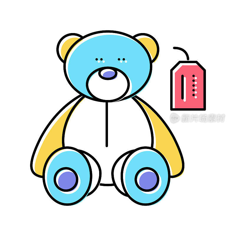 工艺玩具熊颜色图标矢量孤立的插图
