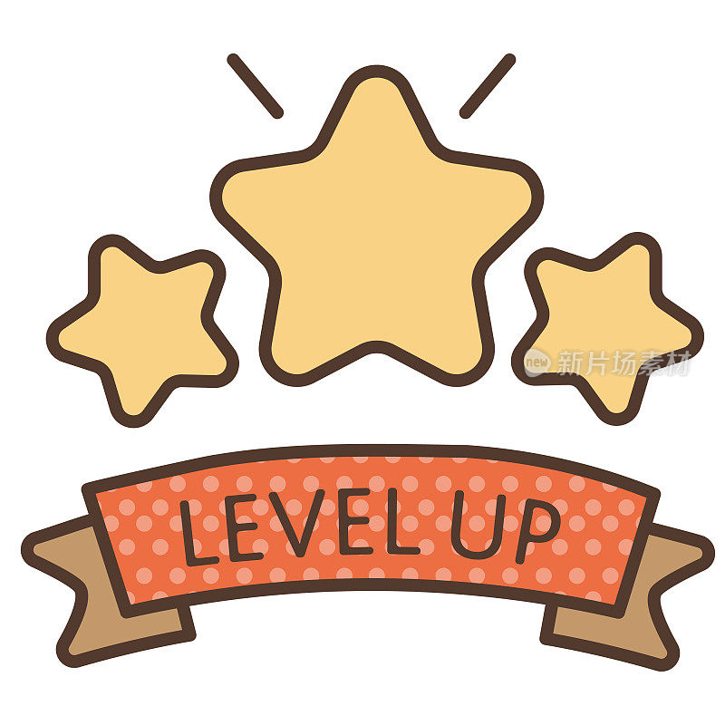 复古街机游戏升级成就彩色细线图标可编辑的笔画