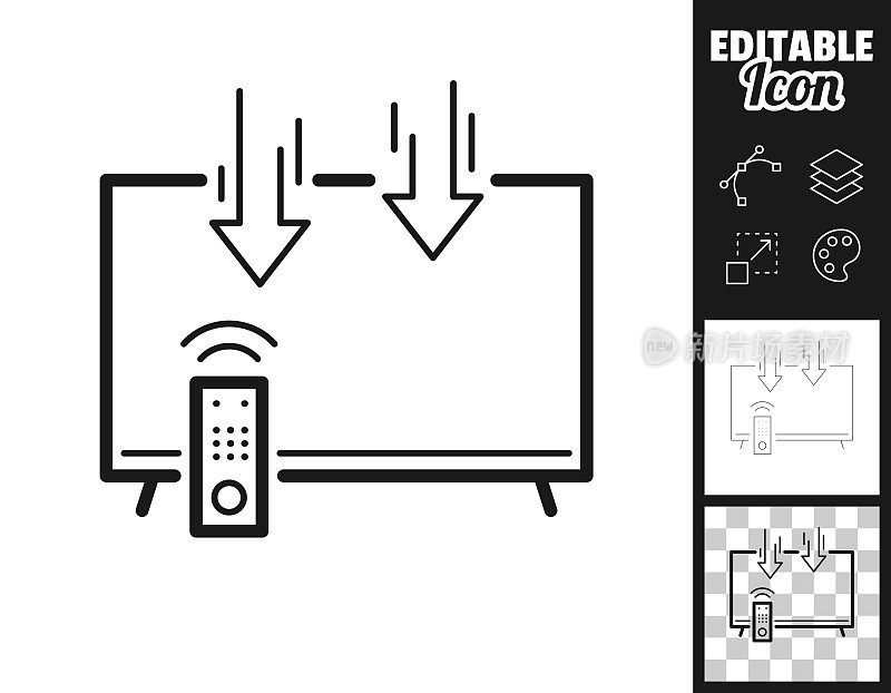 发送到电视。图标设计。轻松地编辑