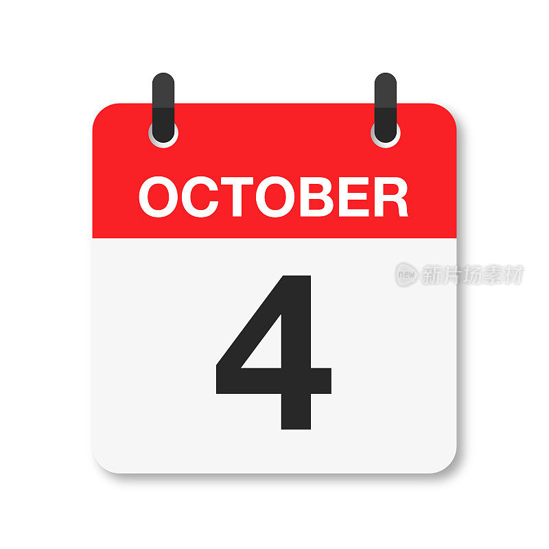 10月4日-每日日历图标-白色背景