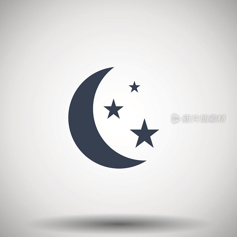 扁平的黑色月亮和星星的图标