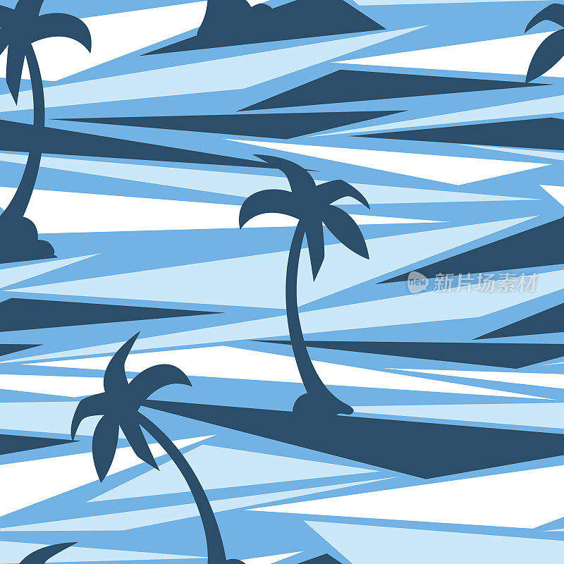 热带棕榈树在抽象的无缝背景