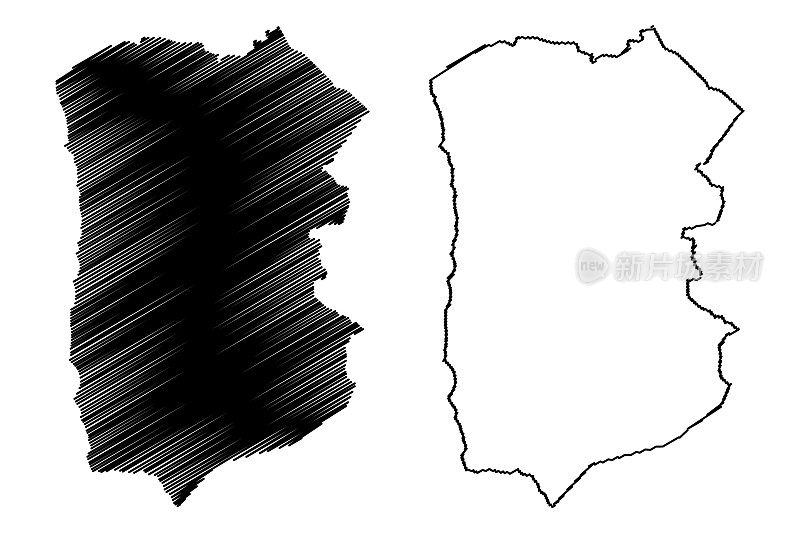 塔拉帕卡地区(智利共和国，智利行政区划)地图矢量插图，草稿塔拉帕卡地图