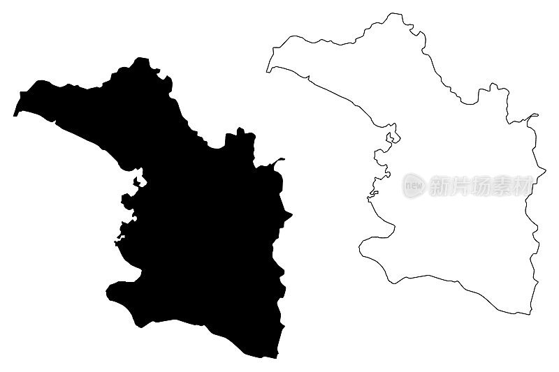 阿蒂博尼特司(海地共和国、海地、伊斯帕尼奥拉岛、海地司)地图矢量图，阿蒂博尼特素描图