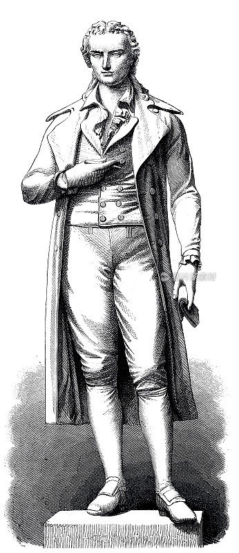弗里德里希・席勒，德国诗人，1759-1805年，雕像，德国马尔巴赫