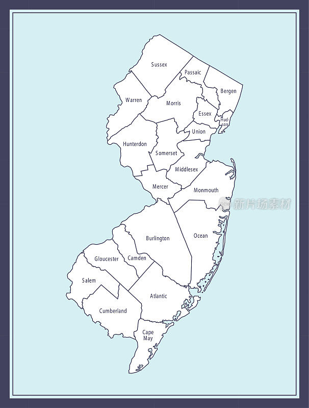 新泽西县地图可打印