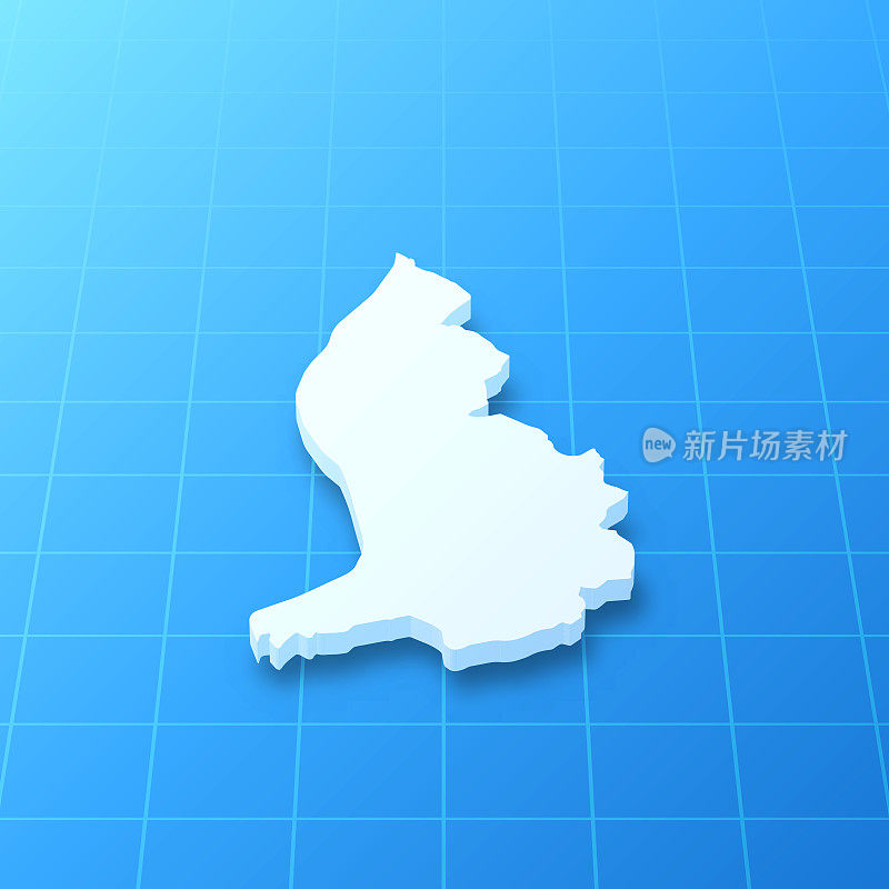 蓝色背景的列支敦士登3D地图