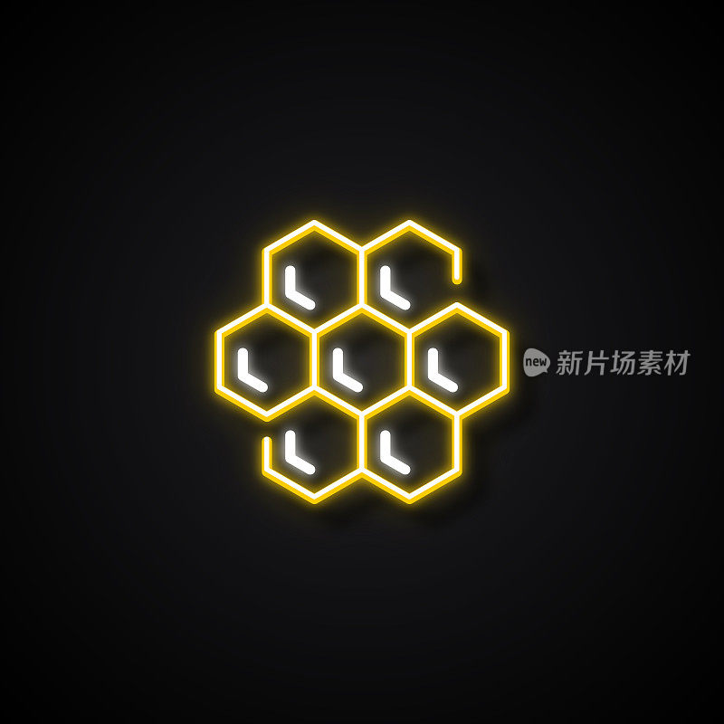 蜂巢图标霓虹灯风格，设计元素