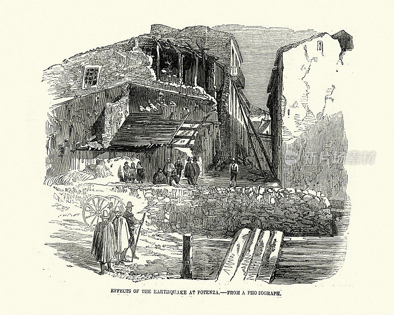 19世纪，1857年巴西利卡塔地震后，意大利波坦察的建筑遭到破坏