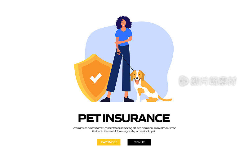 宠物保险概念矢量插图网站横幅，广告和营销材料，在线广告，业务介绍等。