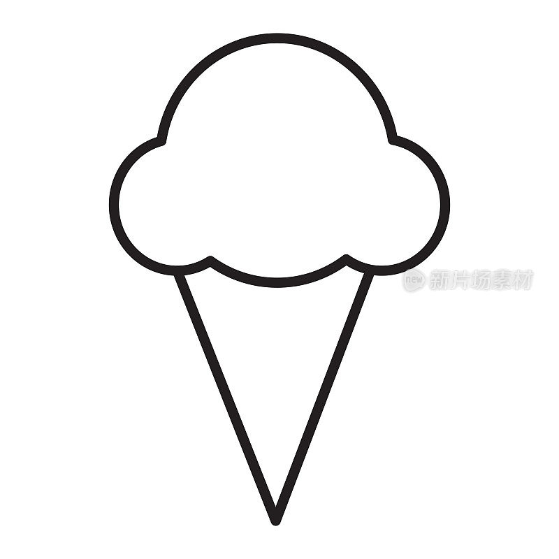 暑假休闲冰淇淋甜筒细线图标-可编辑笔划