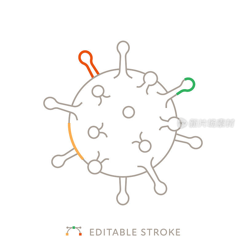 具有可编辑Stroke的病毒多色线图标